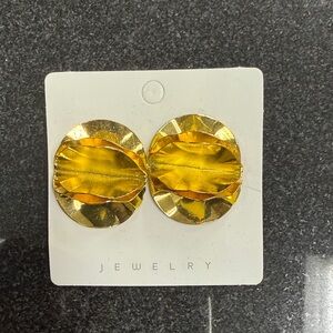 14K Gold-Plated Textured Disc Statement Earrings